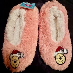 Disney Pink Fuzzy Winnie the Pooh Slipper Socks
